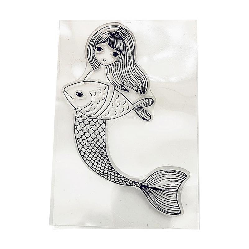 Fish Girl Silicone Clear Stamp DIY Seal Scrapbooking Embossing Photo Album Decor