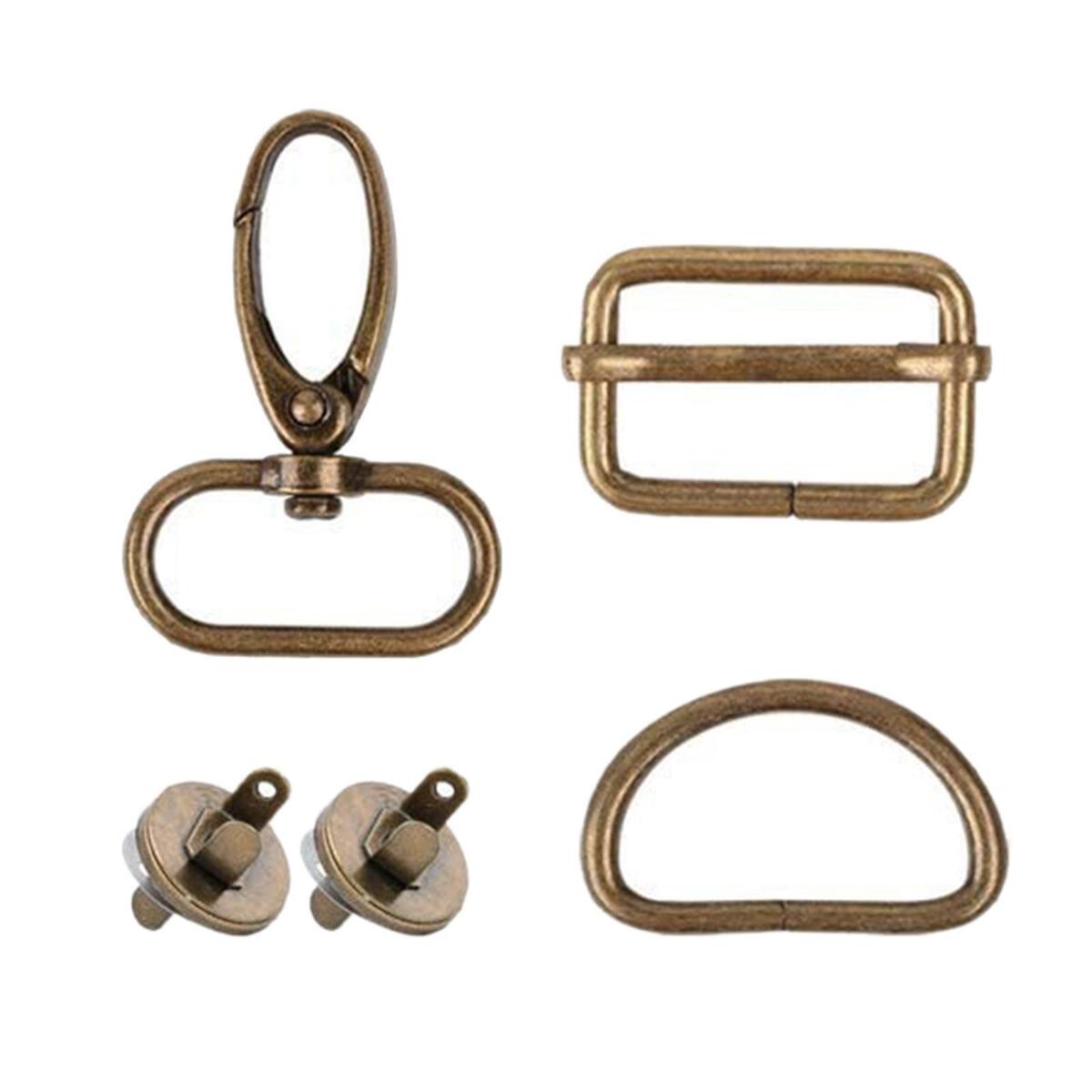 2x Purse Hardware Set D Buckle Snap Hooks Key Chain for DIY Wallet Bag Making