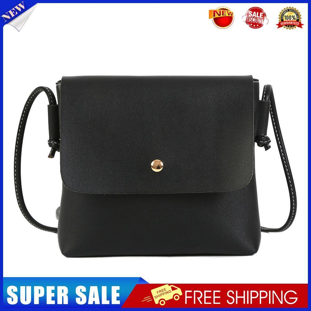 Simple Women PU Crossbody Handbags Pure Ladies Small Messenger Bag(Black)