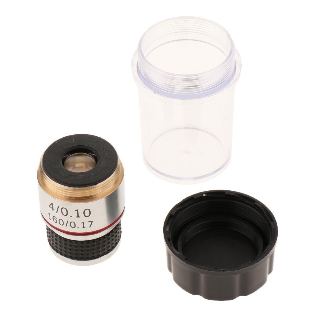 160 / 0.17 4X Achromatic Objective Lens 20.2mm RMS for Biological