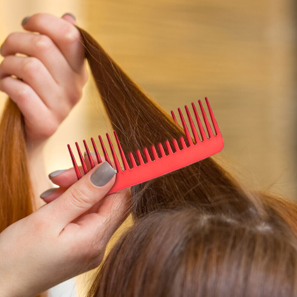 Wide Tooth Combs Detangling Reduce Hair Loss Salon Brush Hair Care (Red)