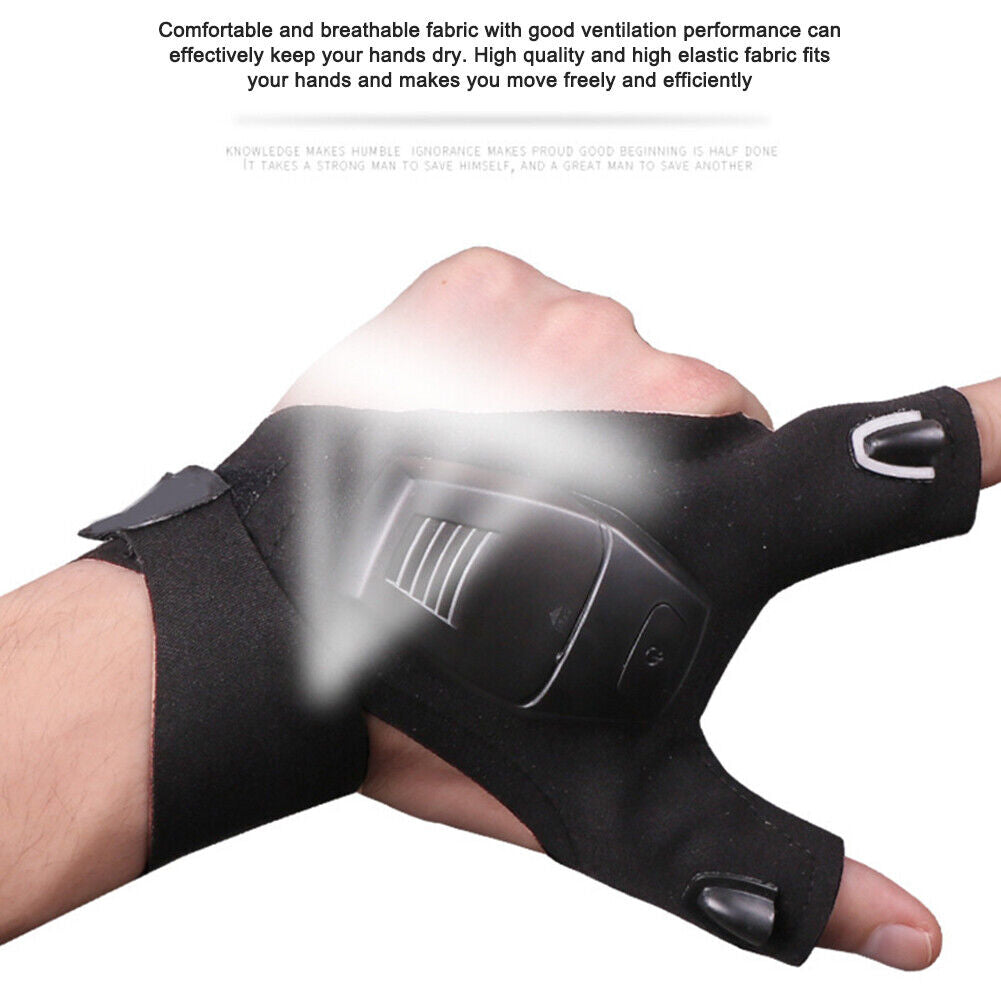 LED Night Light Fishing Gloves Flashlight Outdoor Cycling Camping Gloves