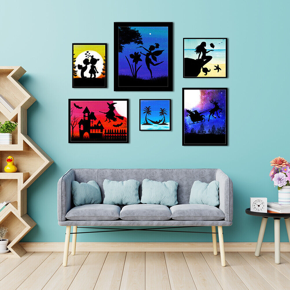 16 Sheets Plastic Art Painting Stencils Set Hollow Color Filling Template