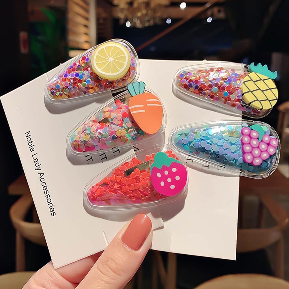 5pcs Fruit Sequin Hair Clip Korean Candy Color Women BB Hairpin (Style 3)