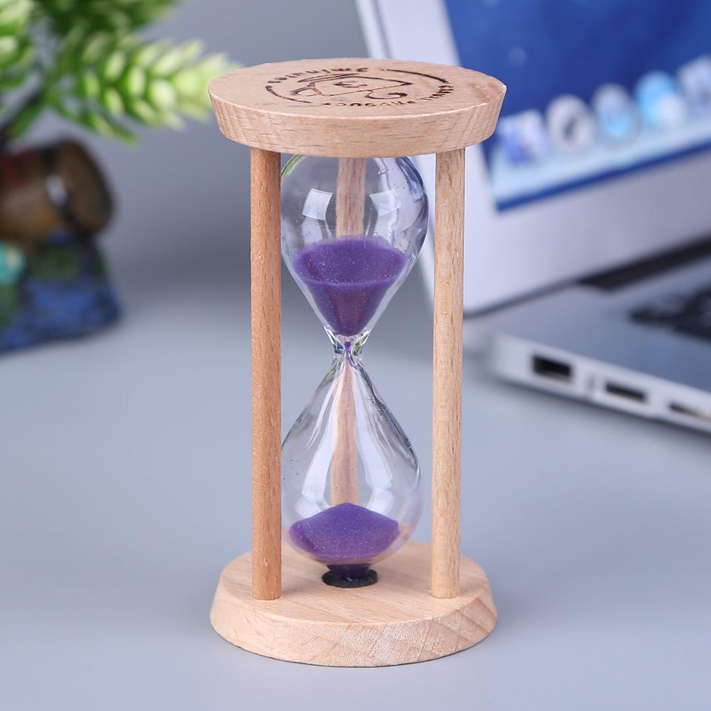 Wooden Sand Clock 3 Minutes Hourglass Sandglass Toothbrush Timer(Purple)