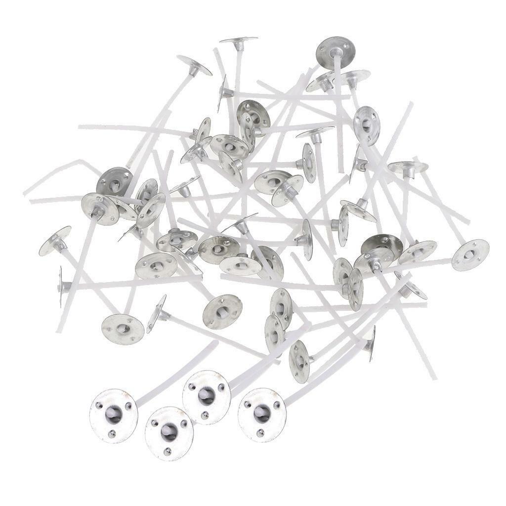 200x 35mm 55mm Candle Wicks Waxed with Sustainers Pre Tabbed Low