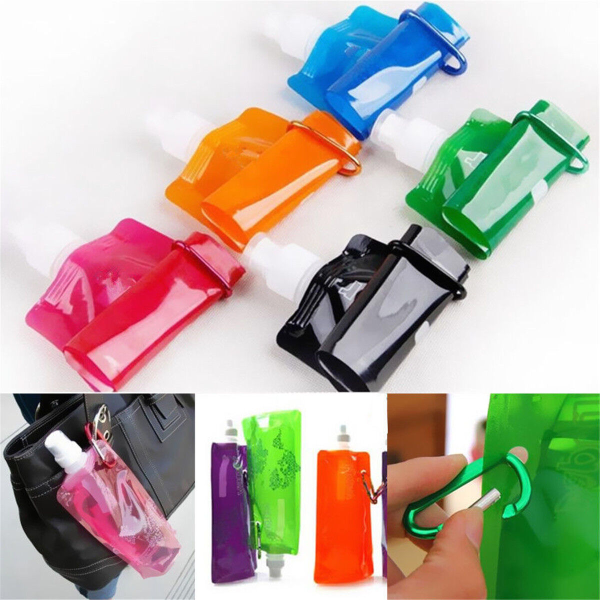 480ml Flexible Collapsible Foldable Reusable Water Bottles Ice Bag Outdoor Sport
