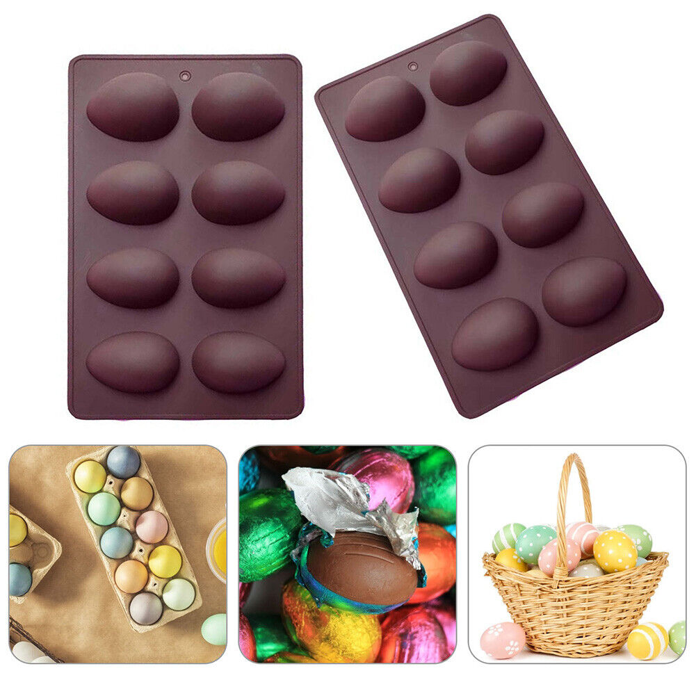 Silicone Cake Mold 8-Cavity Easter Egg Chocolate Mould Pastry Baking Tray