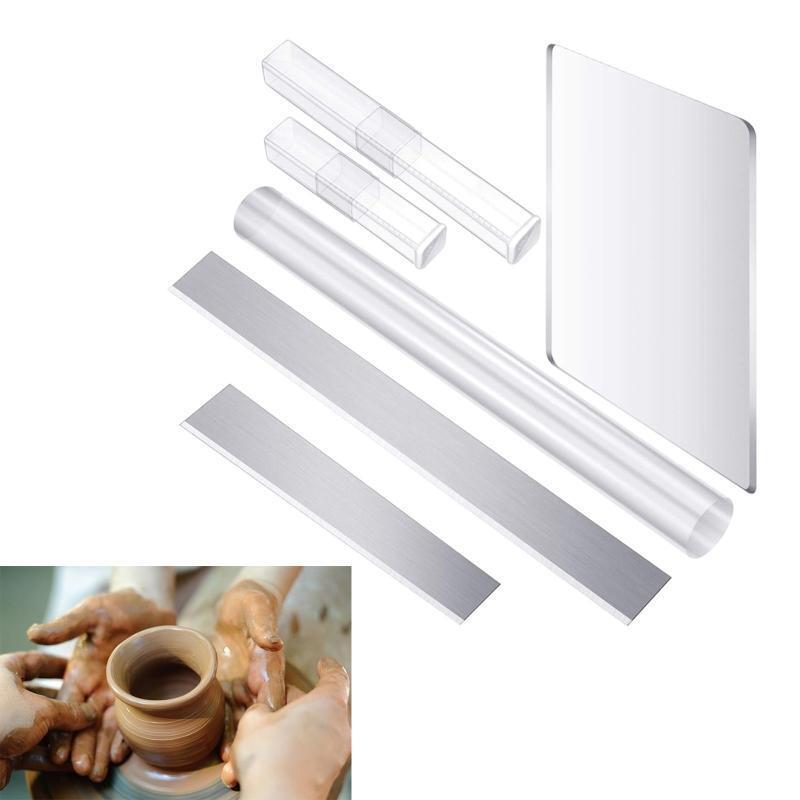 6 Pieces Polymer Clay Tools Set Acrylic Rolling Pin Acrylic Sheet Clay Cutters