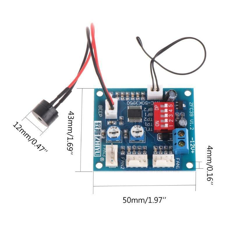 12V CPU Fan Temperature Control PWM Speed Controller Module Alarm Buzzer Sensor