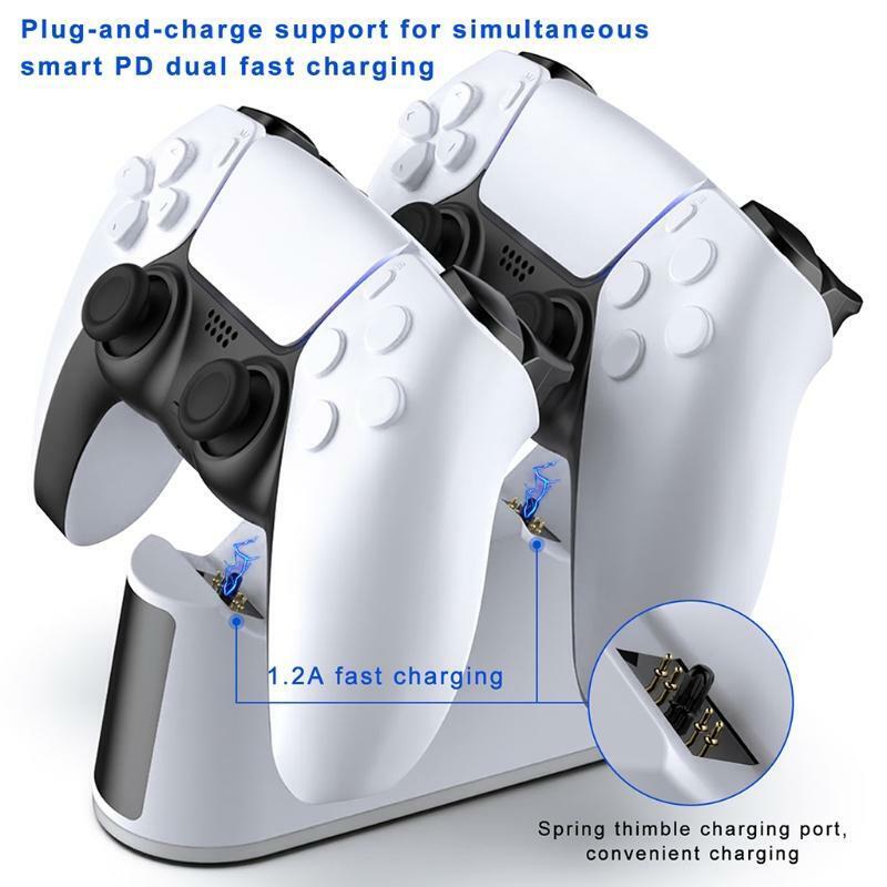 Game Handle Wireless Charging Stand 2 Slot Power Adapter Dock Charger for Ps5