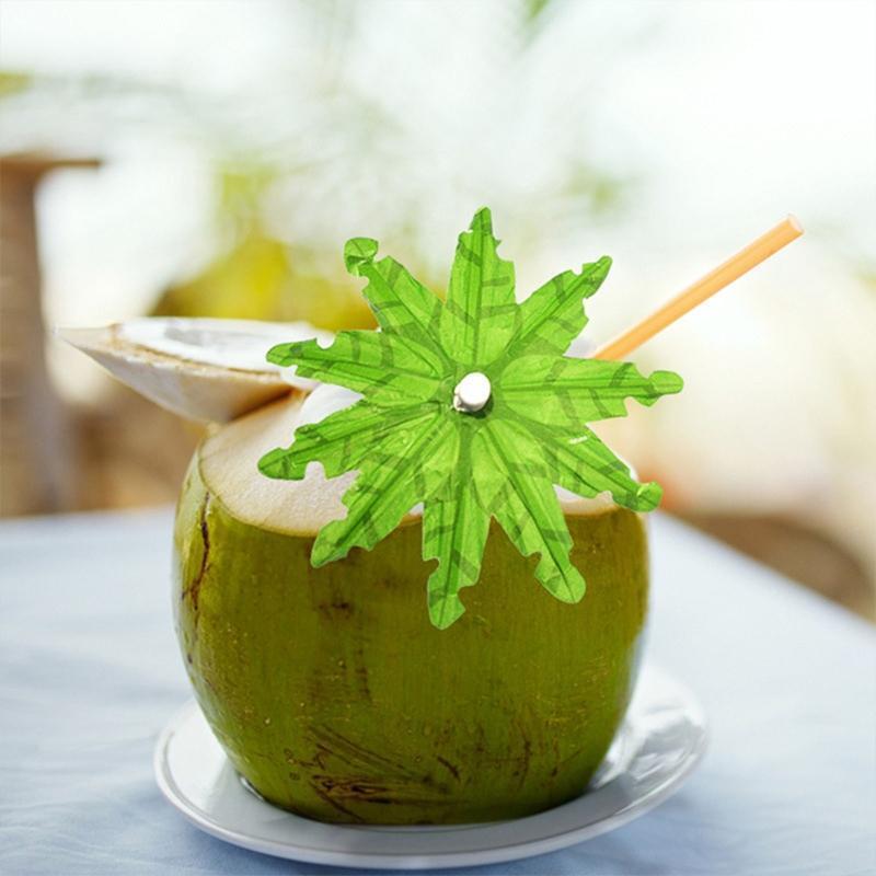 Umbrellas Green Coconut Palm Tree Fruit Sticks Cupcake Toppers for Party