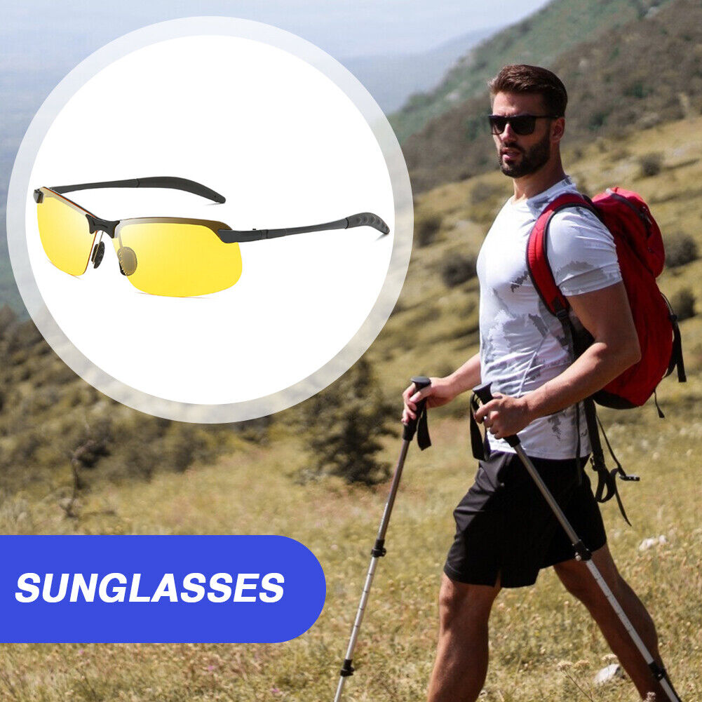 UV Protection Polarized Men Sports Photochromic Sunglasses (Yellow Lens)