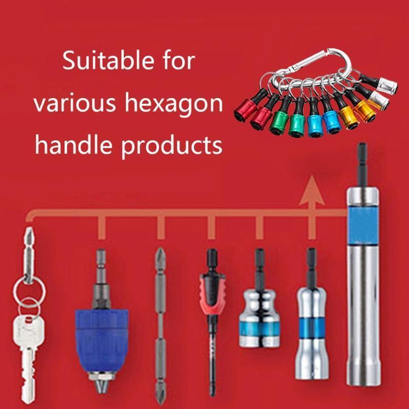 5 Pcs 1/4 Inch Hex Shank Keychain Set for Drill Screwdriver Batch Head Compact