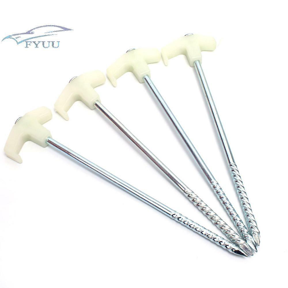 4 x Noctilucent Tent Pegs Screw In Hard Standing Ground Drill In Caravan Camping