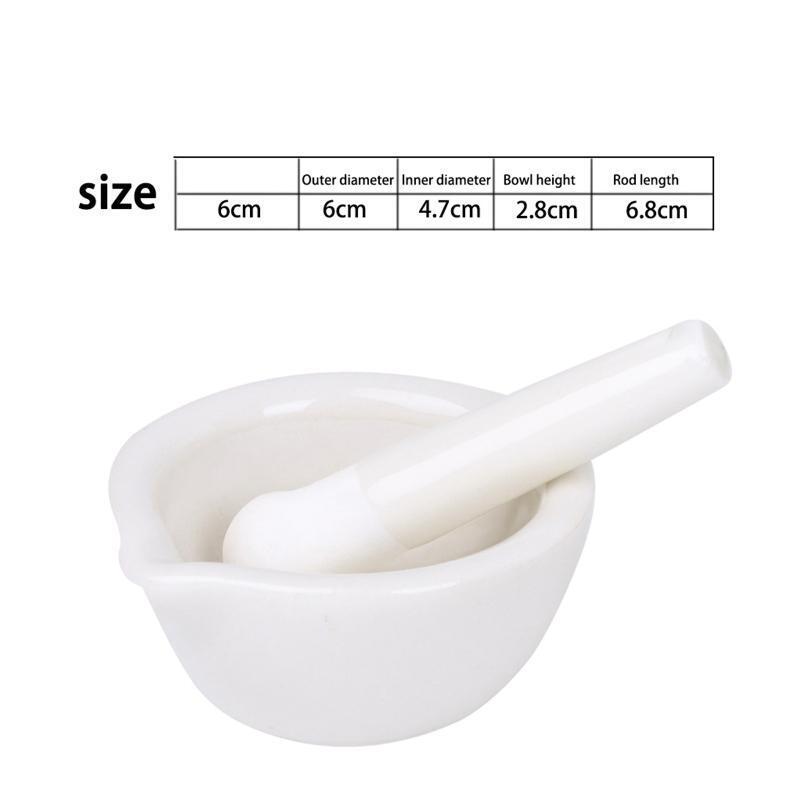 Porcelain Mortar and Pestle Set White Mixing Crusher Herbs Spices Pill Crusher
