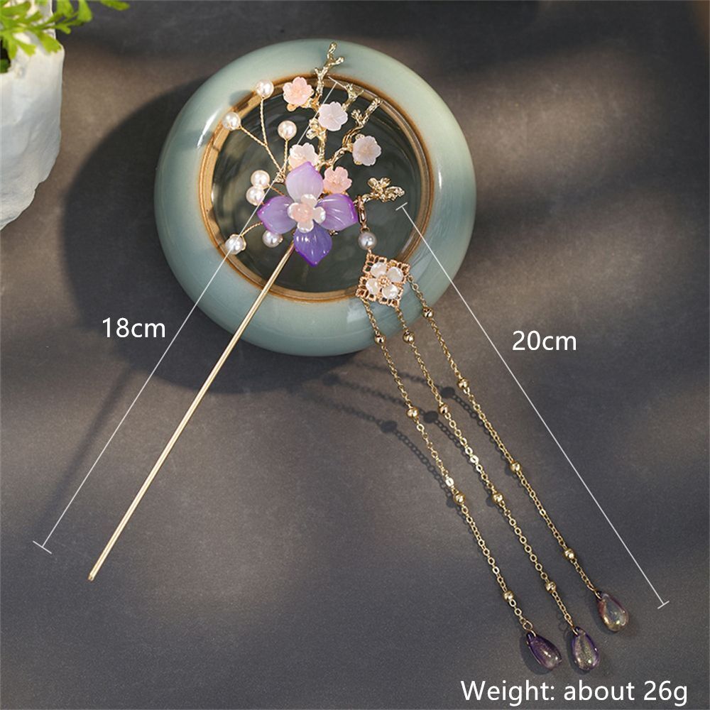 Jewelry Headwear Hanfu Women Dish hairpin Ebony Tassel Hairpins Long Tassel