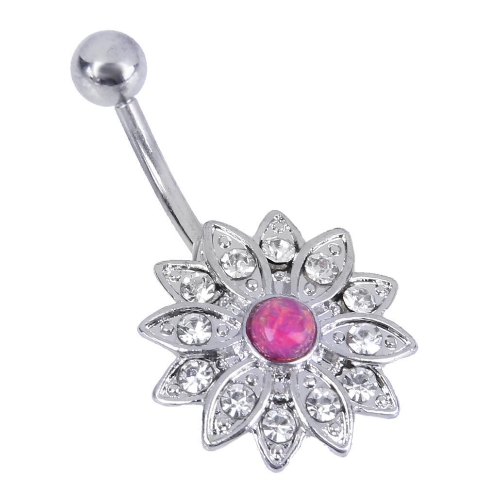 Elegant Natural Body Piercing Jewelry Opal Crystal Flower Navel Nail(OP23)