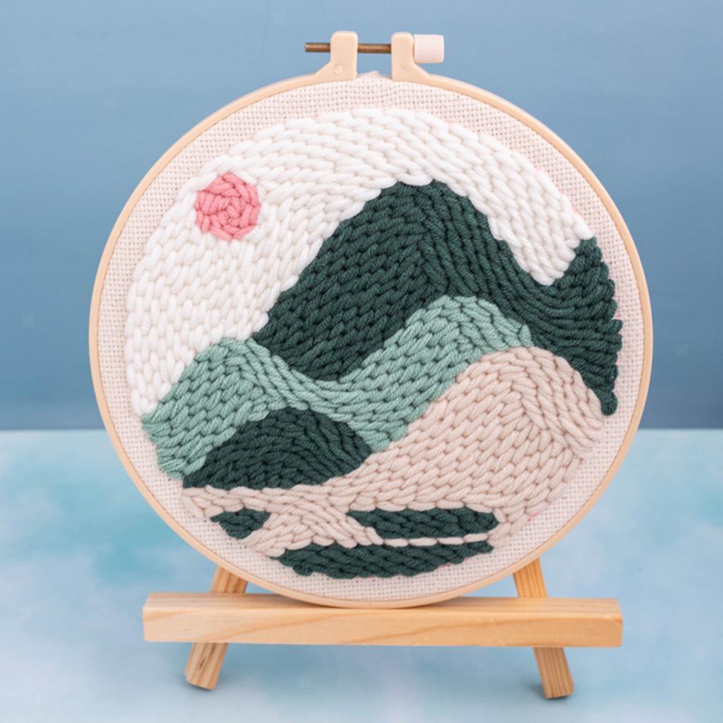 Punch Needle Kits with  Tools Soft Yarn for  Landscape Scenery
