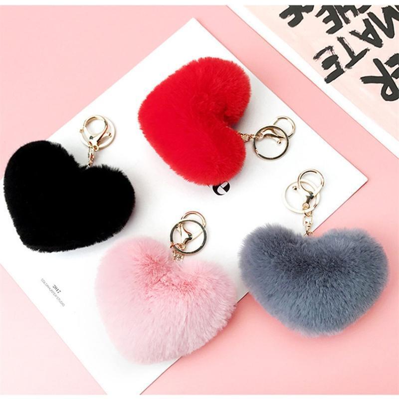 Faux Fur Pompoms Keychain with Tassels and Keyrings for Bag Charm Accessories