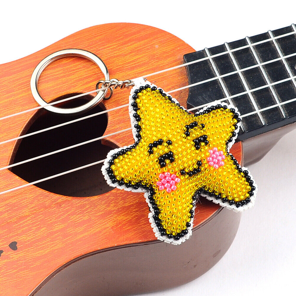 DIY Bead Embroidery Key Chain Cross Stitch Star Car Bag Pendant Handicraft