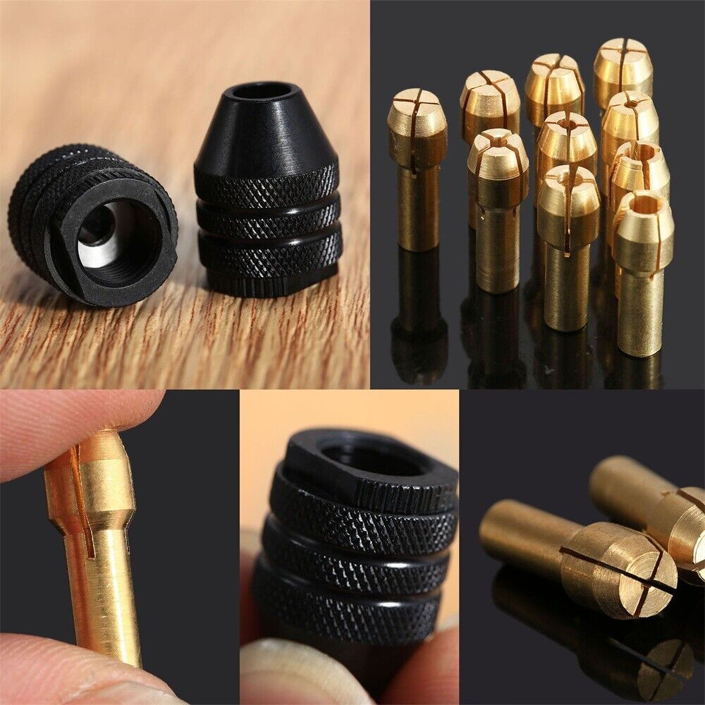 0.5mm-3.2mm Brass Collet Bits 4.8mm Shank & Drill Keyless Chuck Rotary Tool C6B