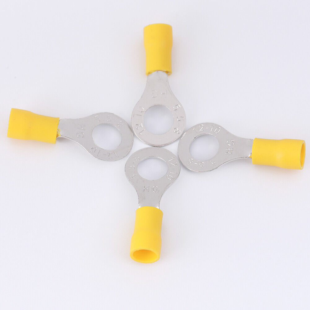 100pcs M8 Insulated Crimp Ring Terminal O Type DIN Cable Wire Connectors-21