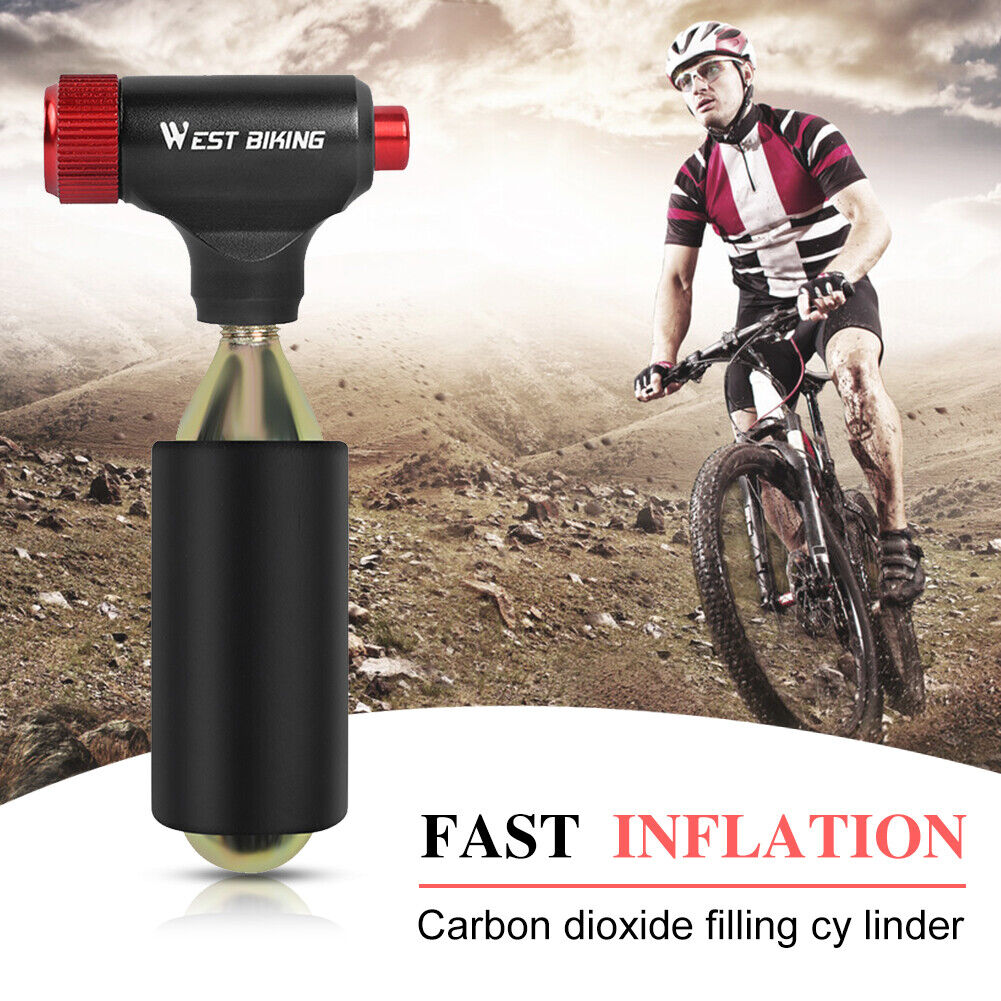 WEST BIKING CO2 Bike Tire Inflator Head for Presta Schrader Valve (Red)