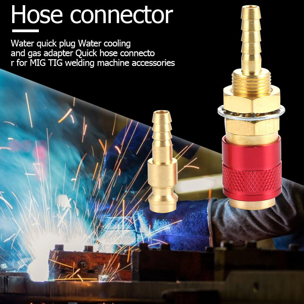 6mm Water Cooled Gas Adapter M6 Welding Torch Quick Hose Connector (Red)