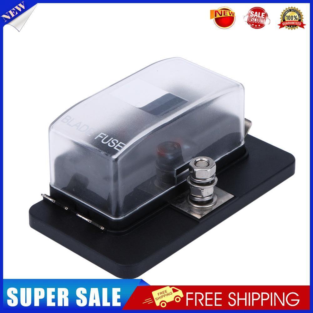 4 Way Fuse Block Blade Fuse Holder with LED Indicator + Cover for Car Boat