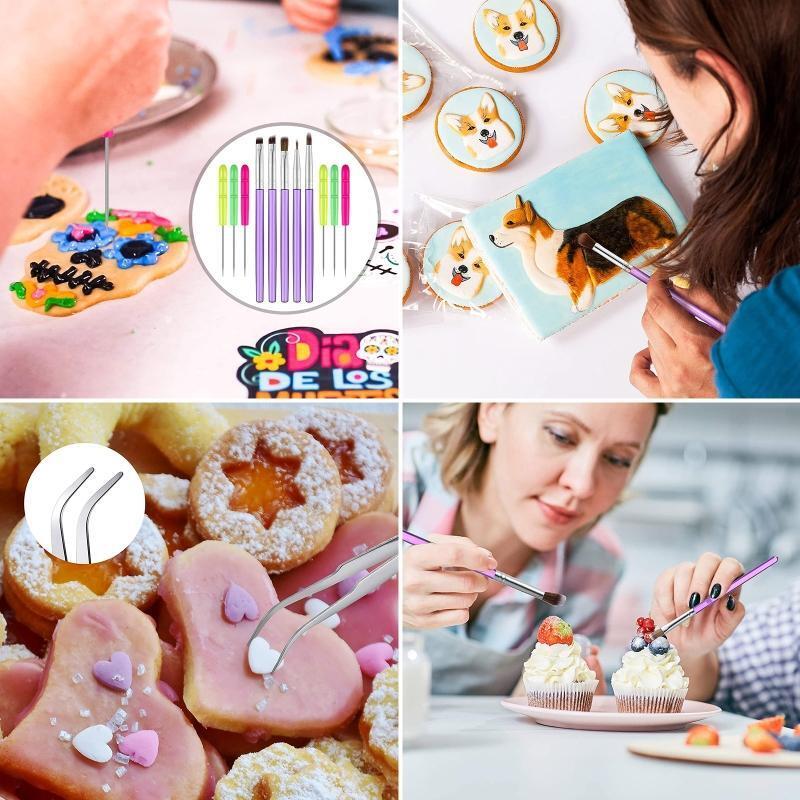 15 pcs Gum Paste Tool Fondant Flower Elbow and Straight Tweezers Cake Decorating