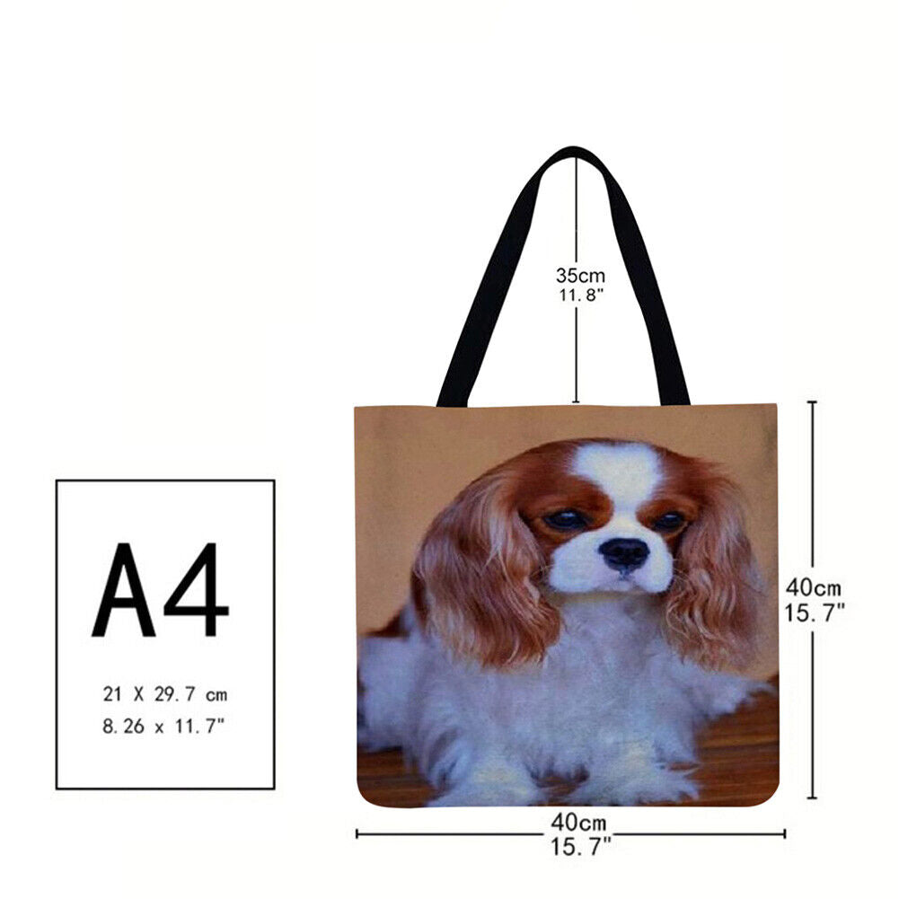 Long haired dog Printed Shoulder Shopping Bag Casual Large Tote Handbag