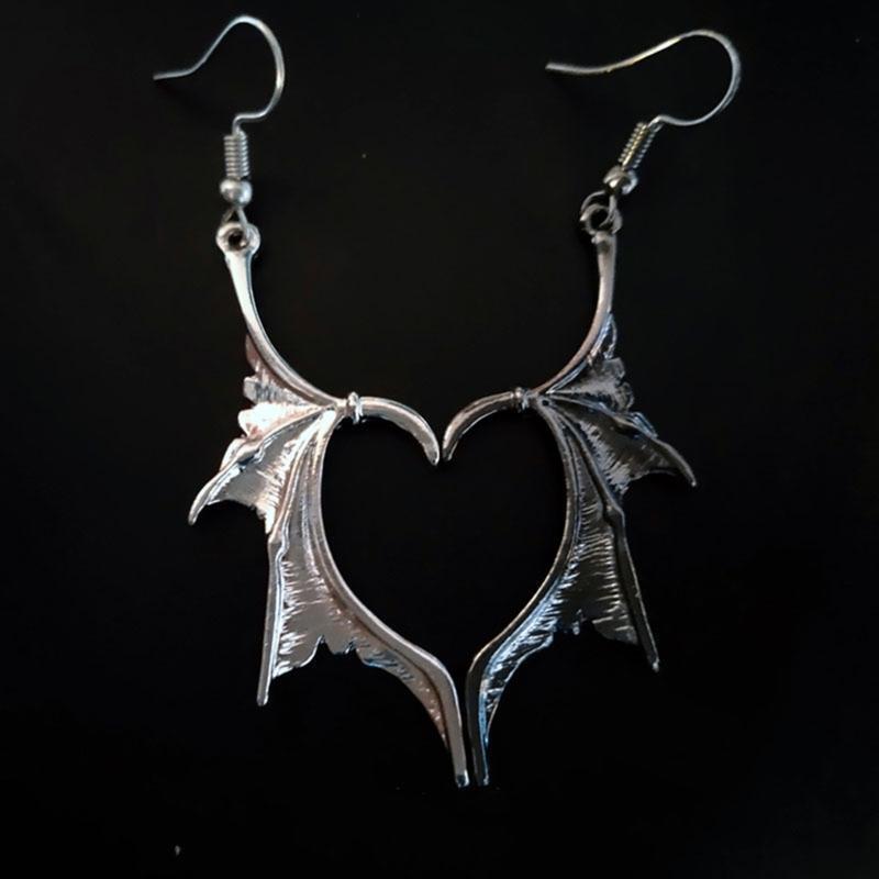 Demon Dragon Wing Love Heart Earrings Matching Charm Earrings for Women Girls