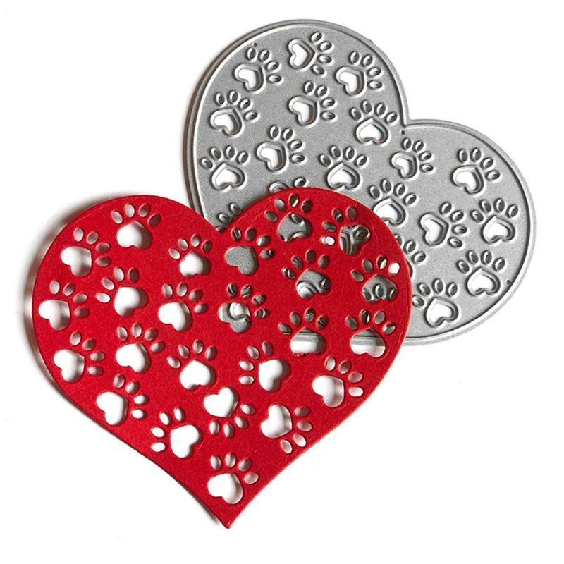 Heart Dog Paw Metal Cutting Dies Stencil Scrapbooking DIY Album Stamp Paper Card