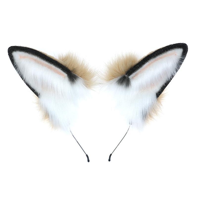 Handmade Plush Rabbit Ears Hair Hoop Headband All-match Headwear for Carnival