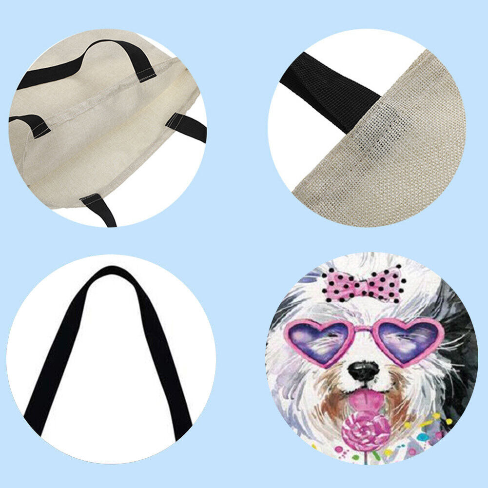 Glasses dog Printed Shoulder Shopping Bag Casual Large Tote Handbag