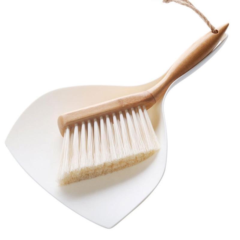 2pcs/set Desktop Cleaning Set Mini Bamboo Broom Dustpan Shovel Sweep Cleaning