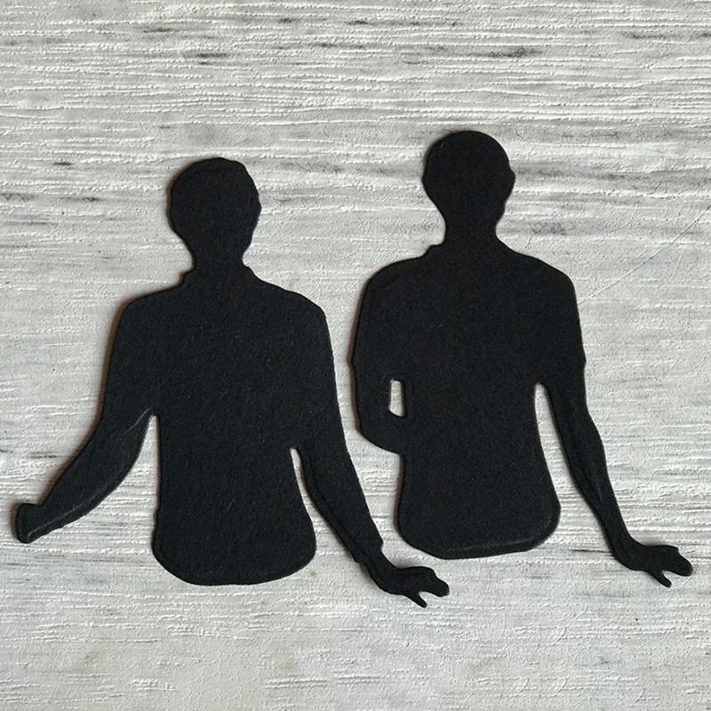 Sitting Man Back View Style Frame Carbon Steel Cutting Dies DIY Scrapbooking