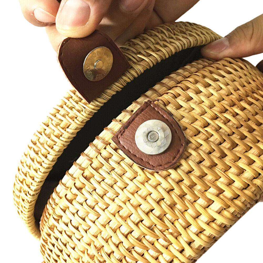 Summer Women Shoulder Bag Round Straw Beach Circle Rattan Messenger Bags-21