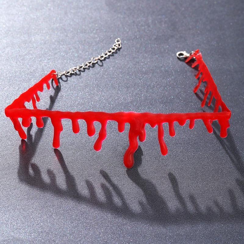Hip Hop Vampire Costume Accessories Red Necklace Dripping Blood Choker Pendants