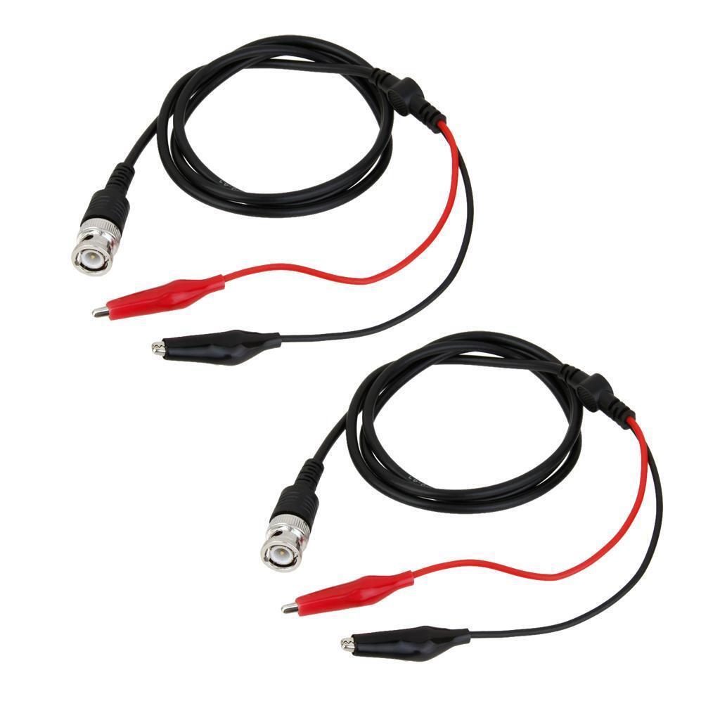 2pcs BNC Male Plug Q9 to Dual Alligator Clip Splitter Test Lead Probe Cable