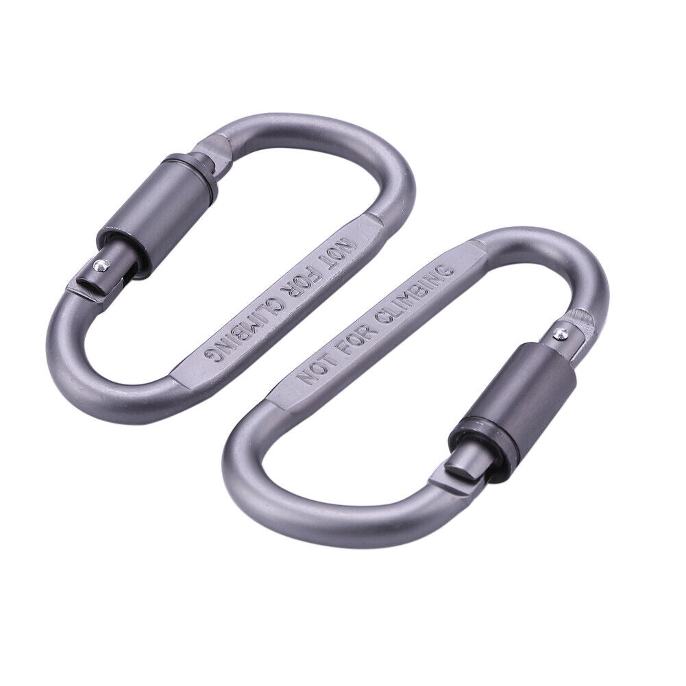 2Pcs Screw Lock D-Shaped Carabiner Hook Keyring Clip Camping Outdoor Sports