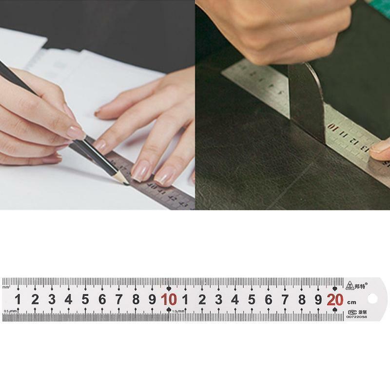 Stainless Steel Straight Ruler mm/ inch 20cm Metal Ruler Measuring Tool Useful