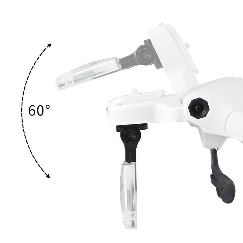 LED Head Magnifier Hands Free Headband Magnifying Glasses with 4 Led Jeweler's