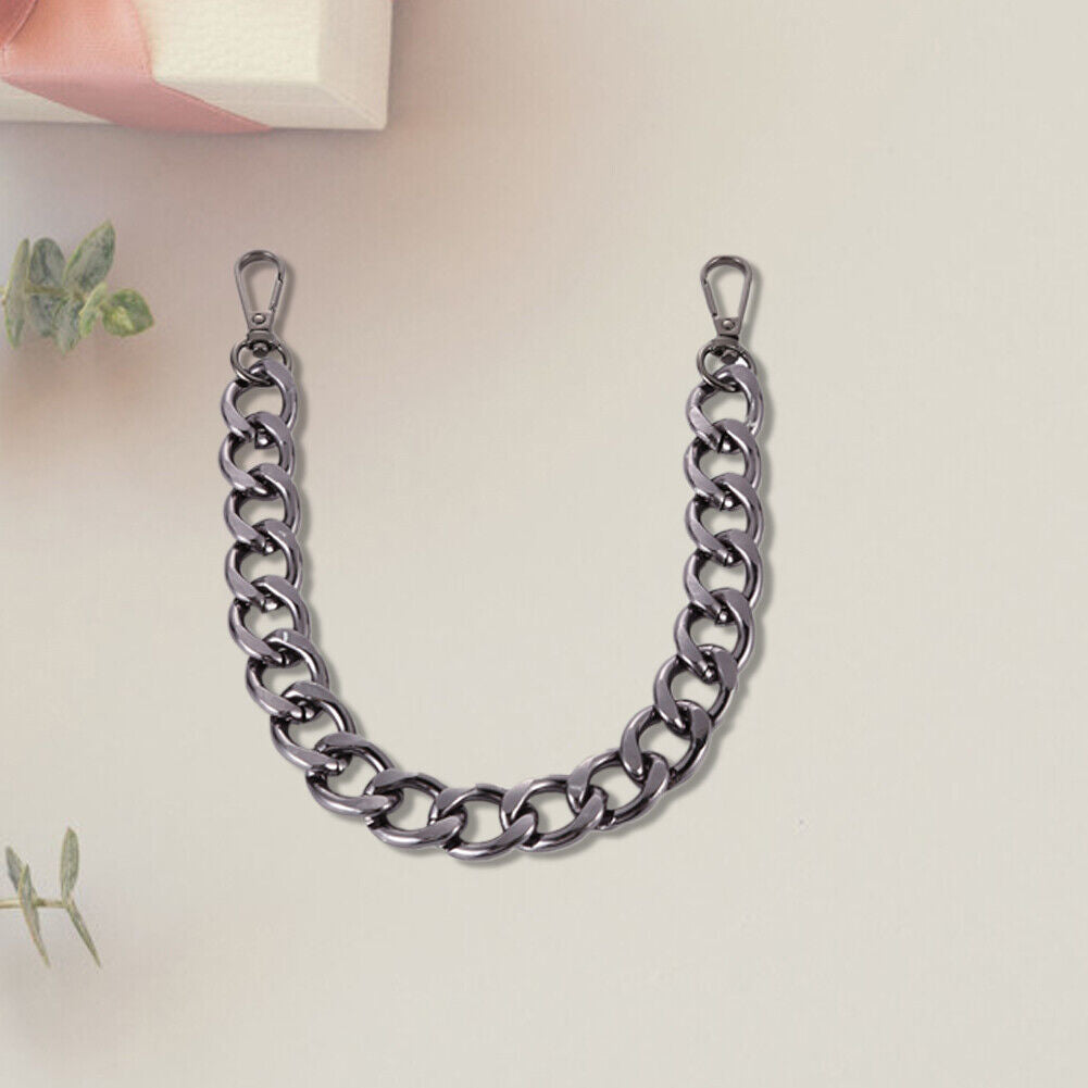 40cm Punk Metal Thick Chain Bag Shoulder Strap DIY Handbag Handles (Black)