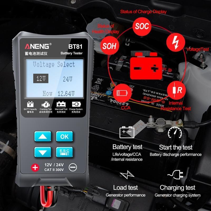 12V 24V Car Battery Tester Automotive 100-1700 CCA Battery Load Tester Cranking