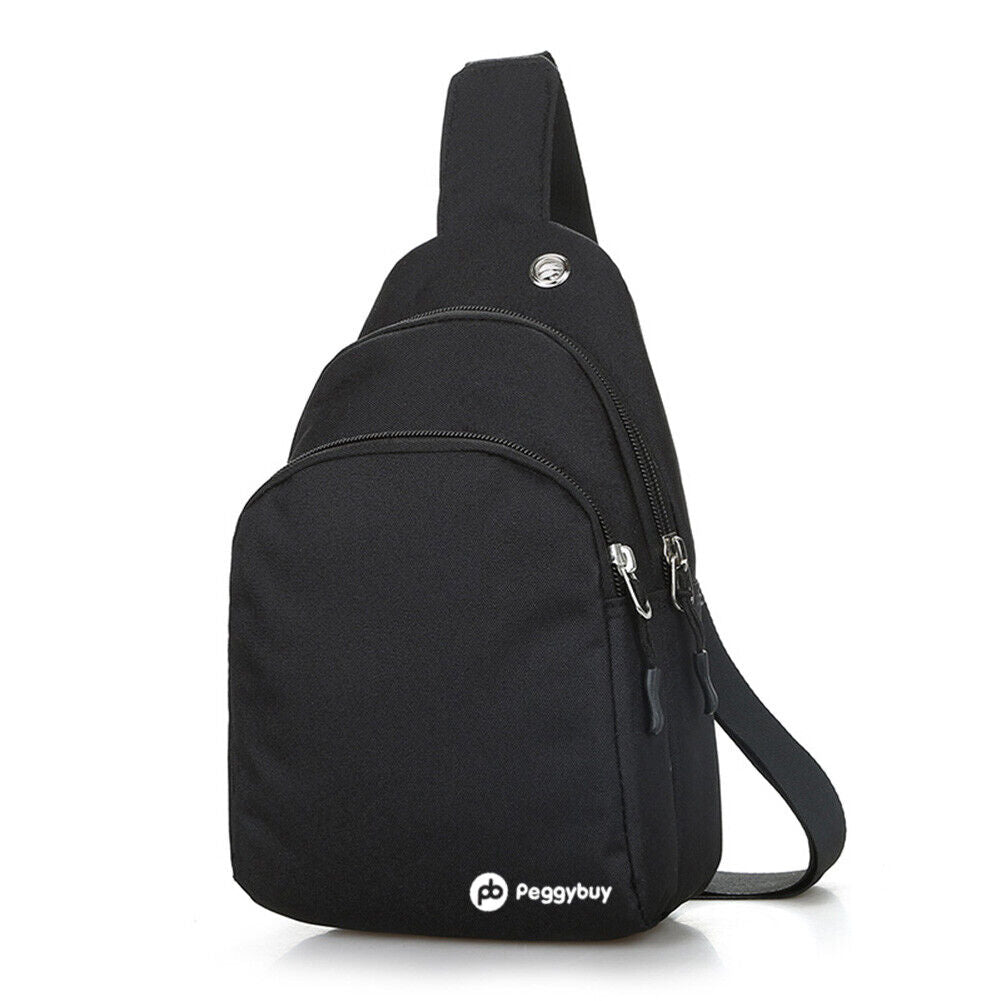 Women/Men Canvas Chest Packs Handbags Travel Casual Shoulder Bags(Black)-19