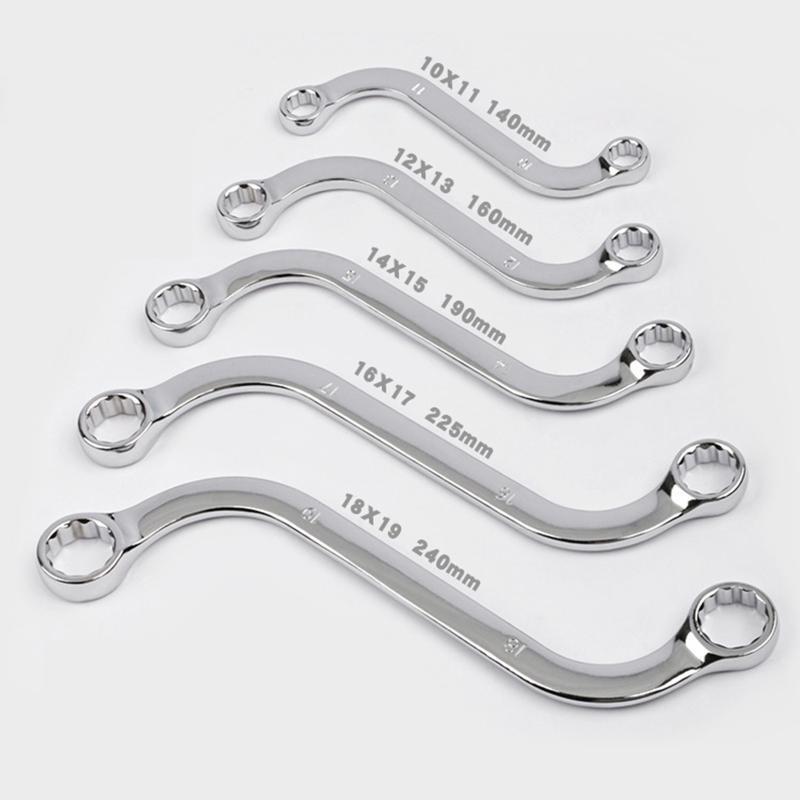 5 Pcs/Set S-Shape Wrench Set Double 12 Point Bolt End S-Style Wrench Set 10-19mm