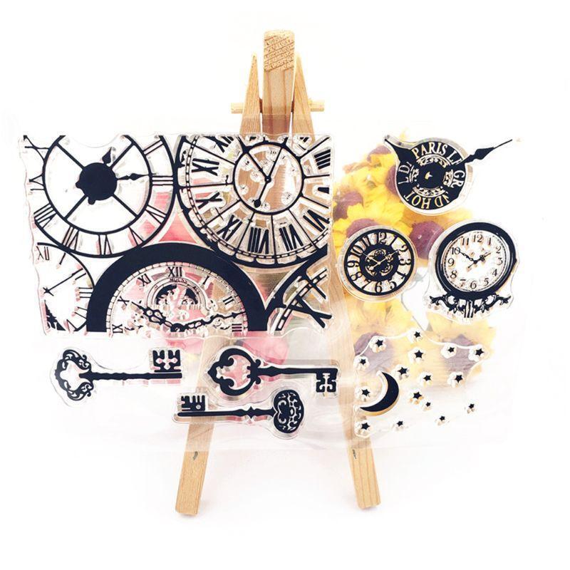 Clock Key Silicone Clear Seal Stamp DIY Scrapbooking Embossing Photo Album Paper