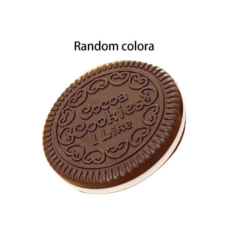 Women Girls Chocolate Cookie Mini Pocket Mirror With Comb Princess Portable